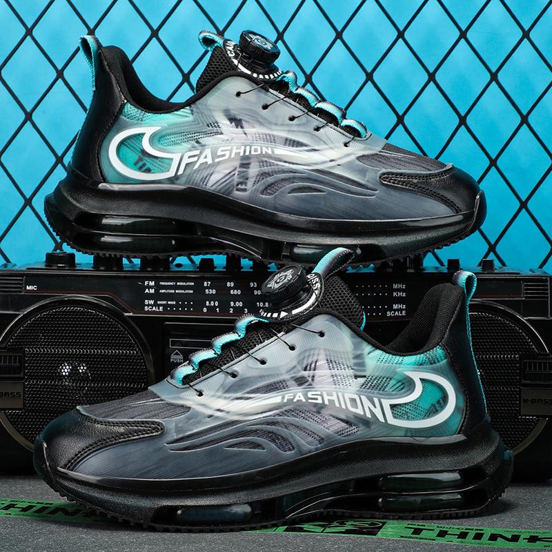 Men Sport Shoes Fashion Rotating Button Men Casual Shoes Women Comfortable Air Cushion Sole Street Running Shoes Male Sneakers