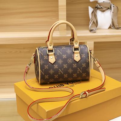 Bolso de Mano para Mujer Nuevo Estilo Coreano Versátil Bolso Bandolera de un Hombro Estampado Retro Bolso Almohada Boston