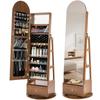 360 Degrees Swivel Jewelry Cabinet, 1655 Mm Tall, Full-Length Mirror with Storage, Standing Rotatable Jewelry Armoire Organizer