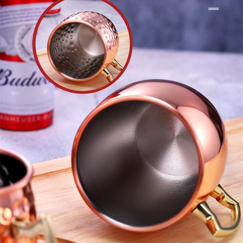 550 ml 18 Unzen gehämmerter, kupferbeschichteter Moscow Mule-Becher, Bierbecher, Kaffeetasse, kupferbeschichtetes Bar-Trinkgeschirr