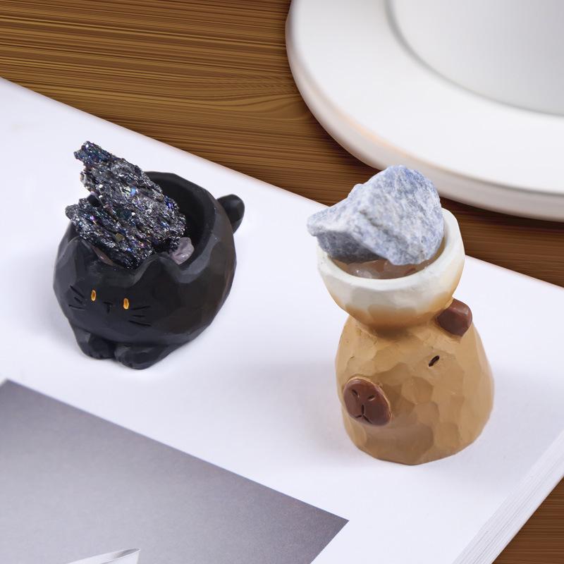 Cartoon Animal Crystal Blind Box: Multi-Style Cat, Kitten & Bunny Figurine Toy