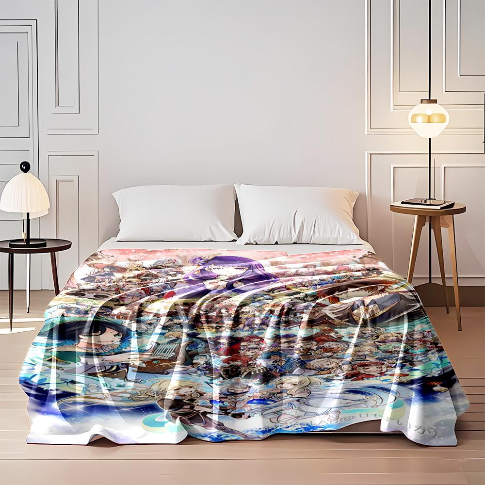 Anime-Inspired Multi-Character Collage Blanket Flannel blanket for bedroom, living room, sofa, and nap sofas