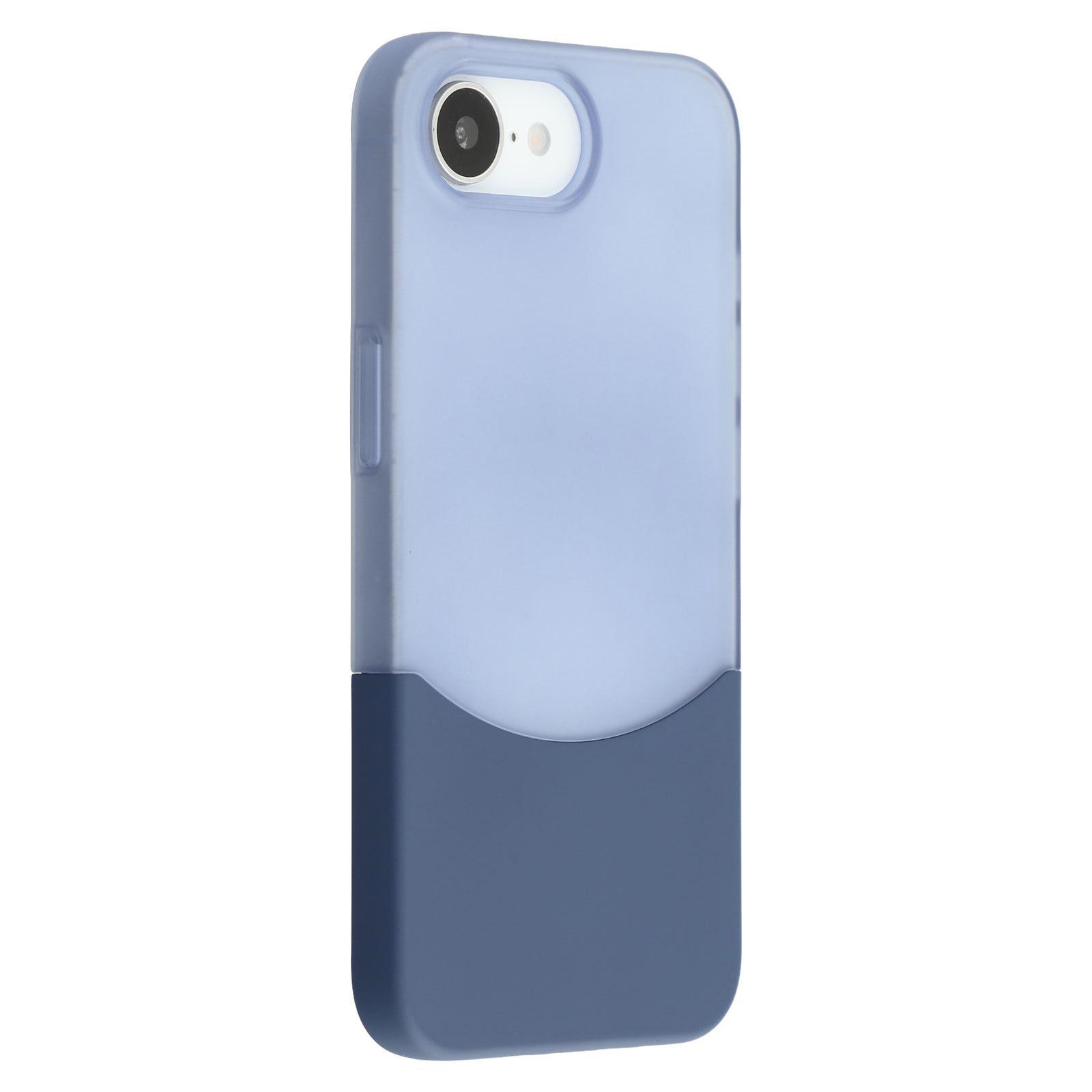 

For iPhone 16e Case Dual Color Splicing Matte PC Phone Cover Large Camera Cutout Transparent Blue+Sapphire