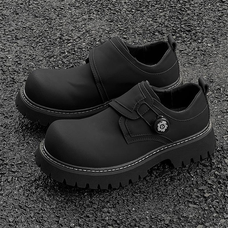 

Туфли дерби на платформе с увеличенной внутренней высотой, кожаные туфли с большим носком, мужские британские повседневные туфли для поездок на работу, деловые мокасины 241229-J 38 чёрный