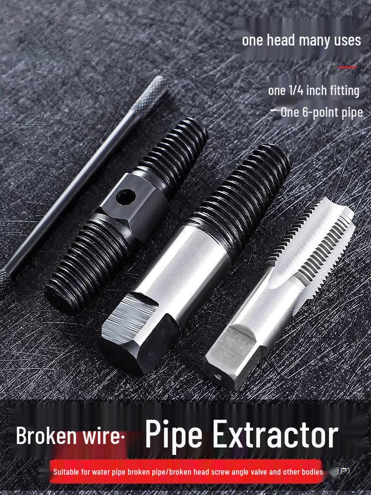 Double-Headed Screw and Broken Pipe Extractor with Four-Point and Six-Point Reverse Threads