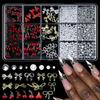 15Grids/Box Resin Nail Rhinestones Mixed Bowknot Pearl Heart Nail Art Decorations  DIY