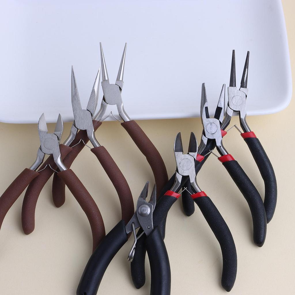 Handmade Carbon Steel Jewelry Pliers: Multi-functional Round & Needle Nose Pliers for DIY.