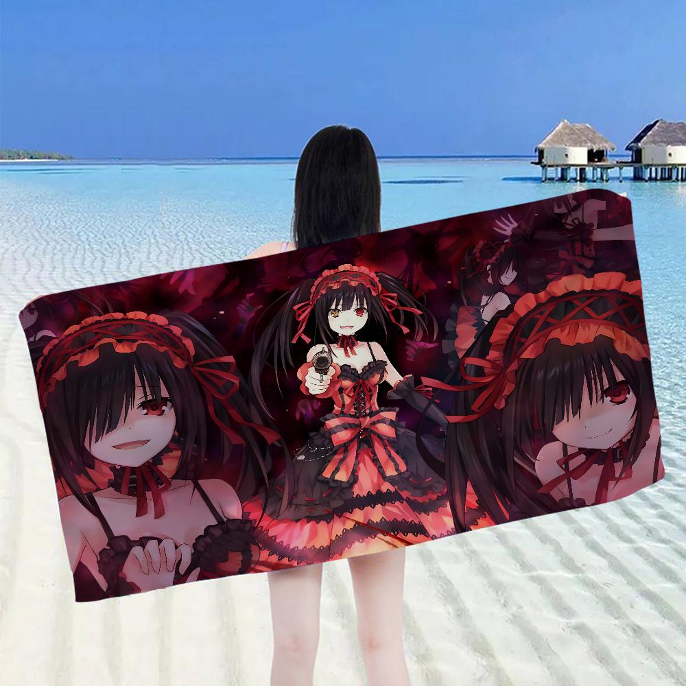 Tokisaki Kurumi Bath Towel Microfiber Soft Water Absorbing Breathable For Girl Kids Decorative Cartoon Beach Towel