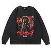 Heavyweight 360g Washed Vintage Berserk Anime Streetwear Cotton Pullover Hoodie-Free Crewneck Sweatshirt Men