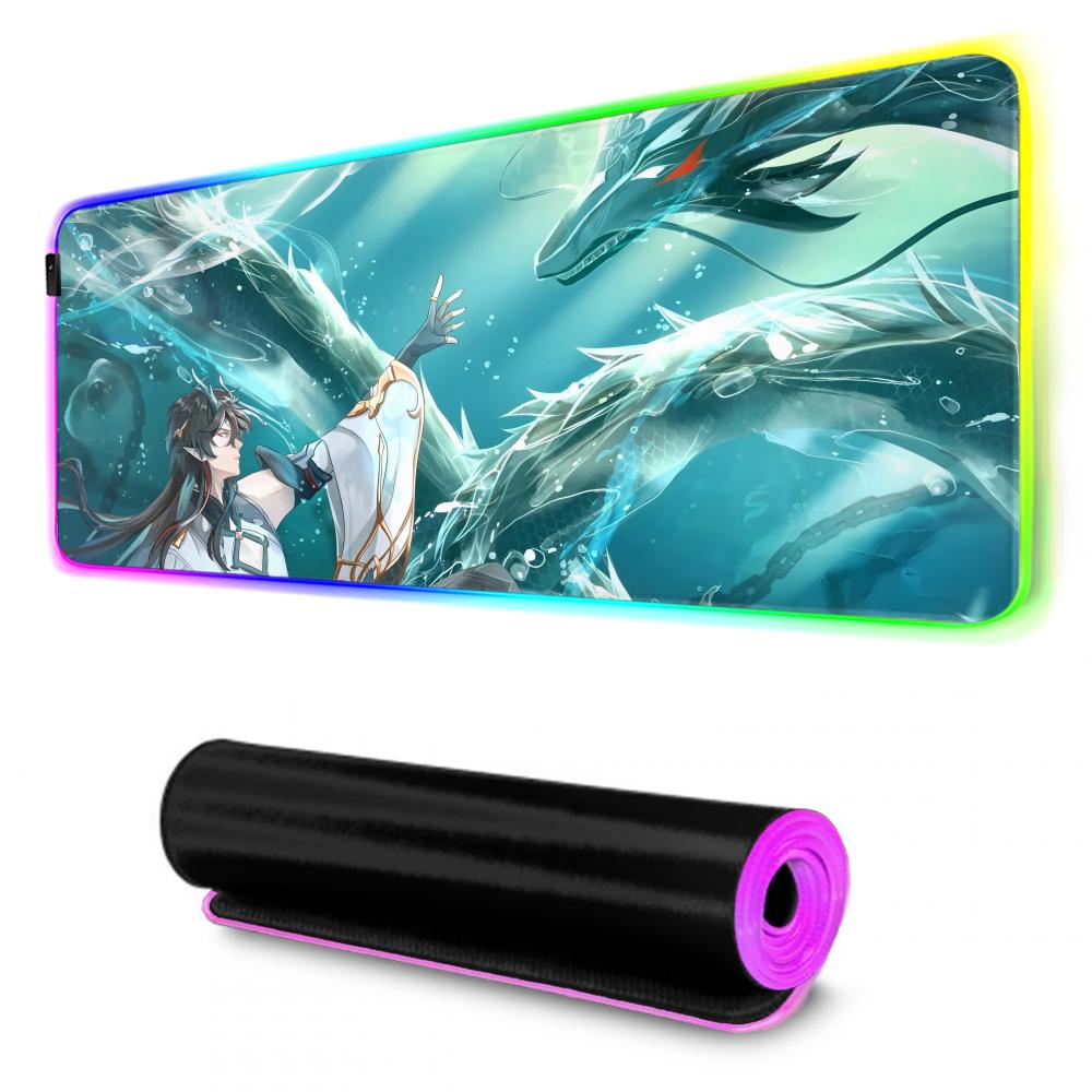 dan heng Mouse Pad RGB Gaming Mousepad Big LED Pad PC Desk Mat Luminous Mouse Pad Large Keyboard Mats Table Rug With Backlit