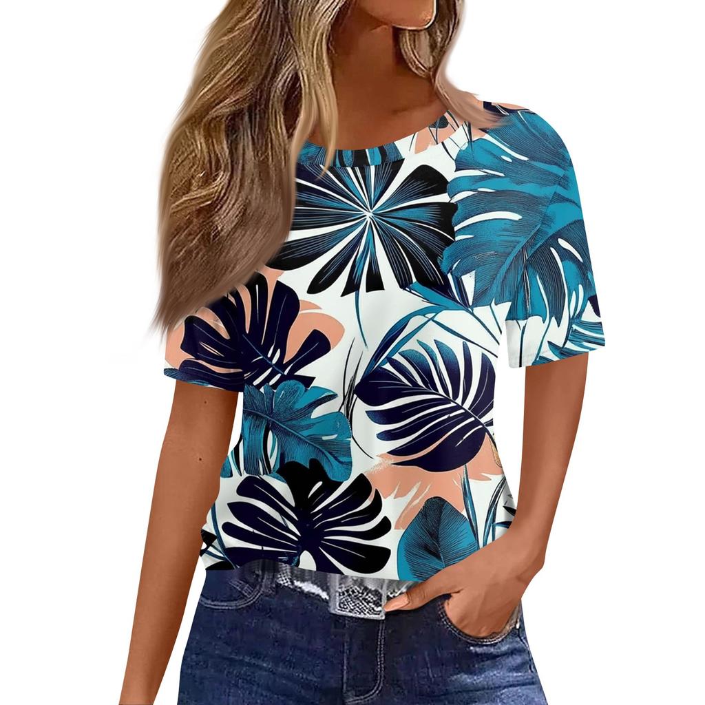 Modisches, lässiges Pullover-Oberteil mit kurzen Ärmeln und Rundhalsausschnitt für Damen