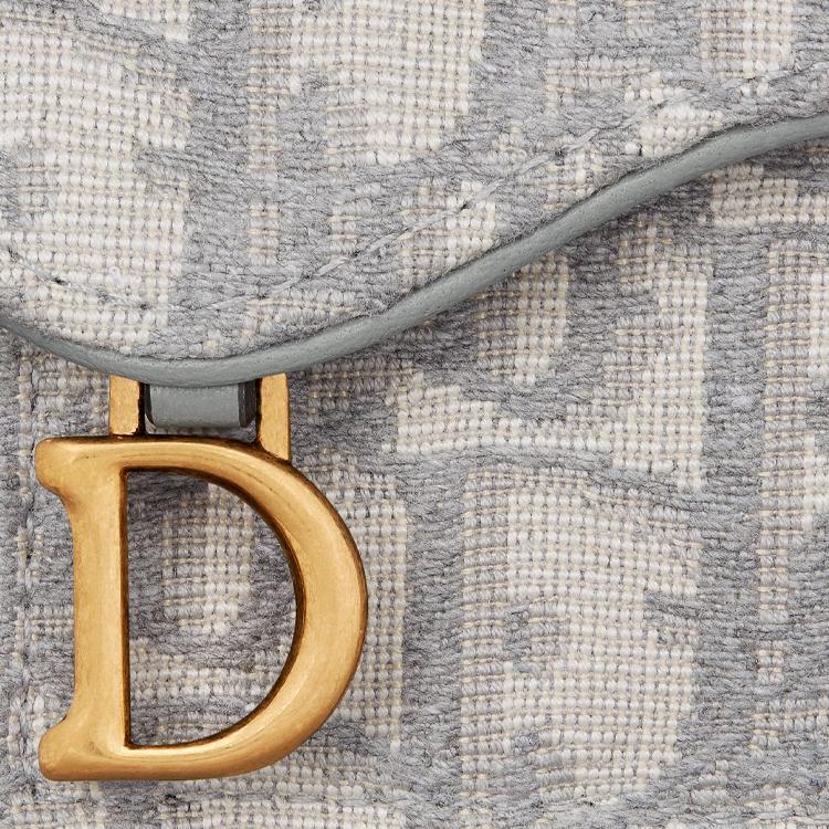 Dior Saddle Series Bloom Clamshell Embroidery Floral Print Oblique Fabric Card Holder Card Bag Coin Purse Regular Women's Grey