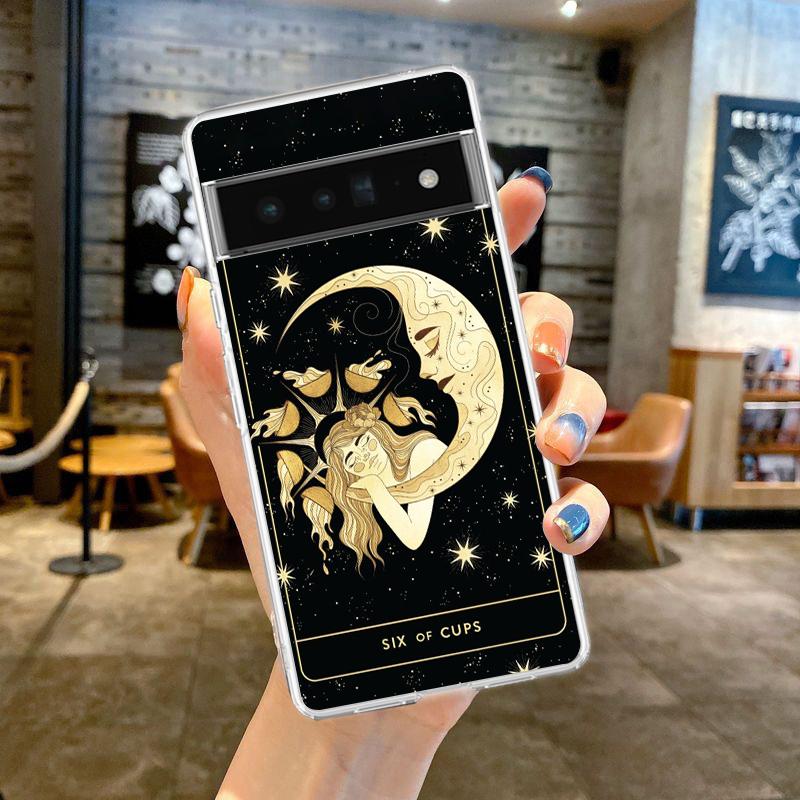 

Witches Moon Tarot Mystery Totem Phone Case for Google Pixel 8 7 6 5 4 4XL Silicone 7A 6A 5A 4A 3A 3AXL Pro 5G Transparent Shell for Pixel 8