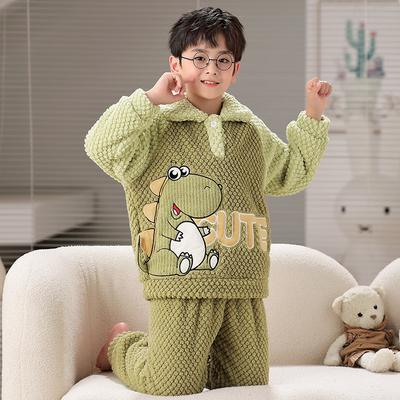 Kinder Flanell Pyjama Set Jungen Mädchen Warm Langarm Oberteil Und Hose Nachtwäsche Winter Haus Nachtwäsche