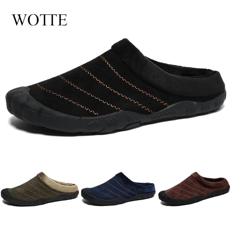 Fashion Slippers Men Winter Home Slippers Slides Unisex Cotton Shoes Plus Velvet Warm Waterproof Cloth Casual Shoes Male Big Size 47 48