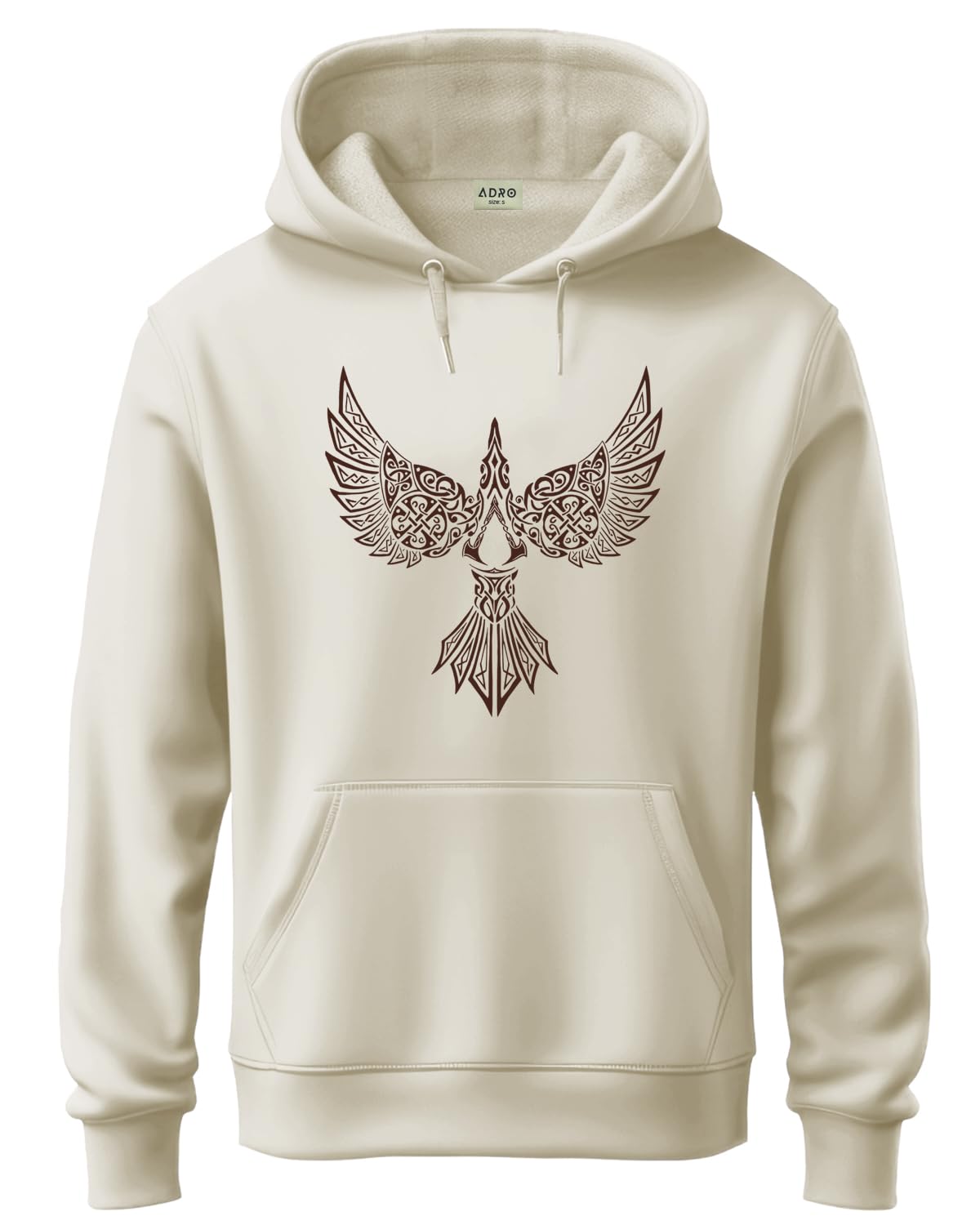 

ADRO Men s Cotton Neck Hooded Sweatshirt (H24-BIRD-WS_White Sand 3XL белый