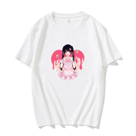 Japan Streetwear Pink Cute Cartoon College Sweet Girls Top Harajuku Summer Anime Fun Kawaii Casual Ulzzang Vintage Women T-shirt