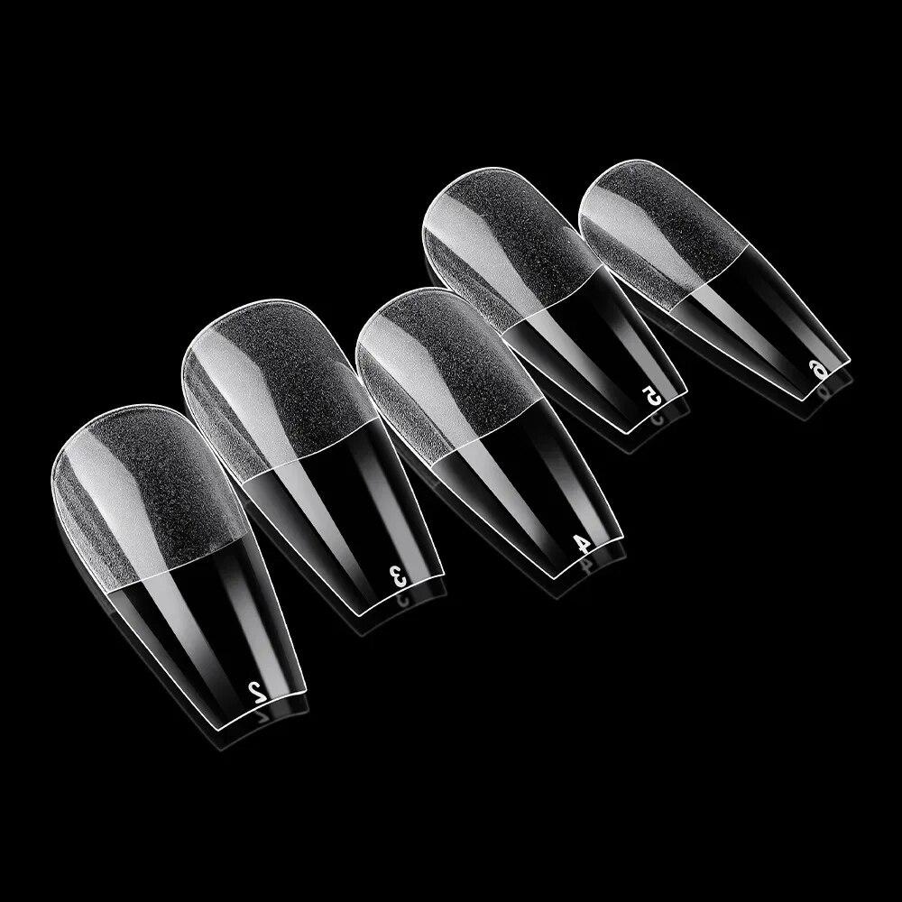 120pcs The New Transparent Semi-frosted Nails Are Fully Fitted With Light Weight Folding Seamless Nails To Extend Fake Nails