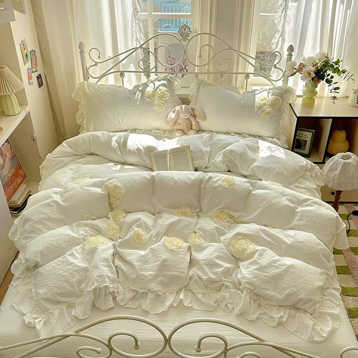 2026 French Romantic Lace 3D Embroidery Washed Four-Piece Set