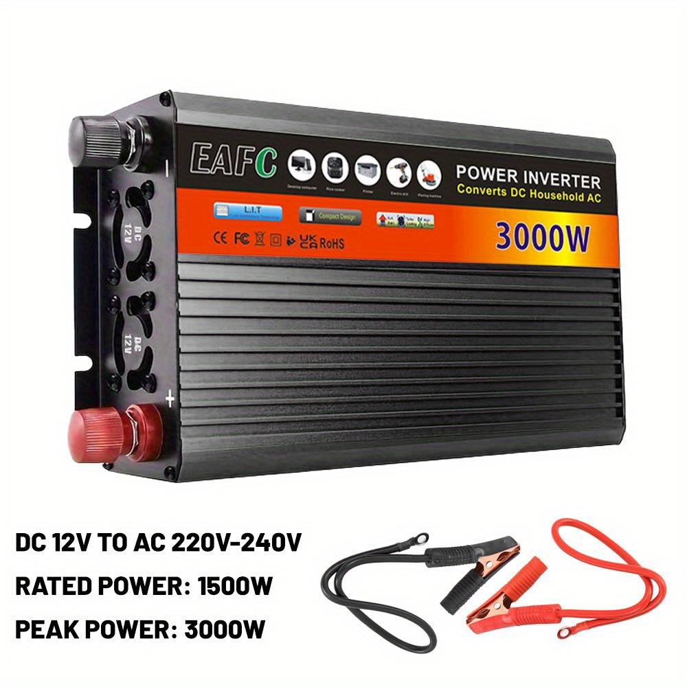 EAFC Neues Upgrade Hochleistungs-Wechselrichter 3000W Spitzenleistung 12V DC auf 220V-240V AC Konverter, mit eingebautem 5V/ 2.1A USB