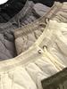Solid Color Quilted Padded Wide Leg Shorts with Drawstring Waist - Slim Fit, High Waist, Autumn Winter Women's Outerwear Pants