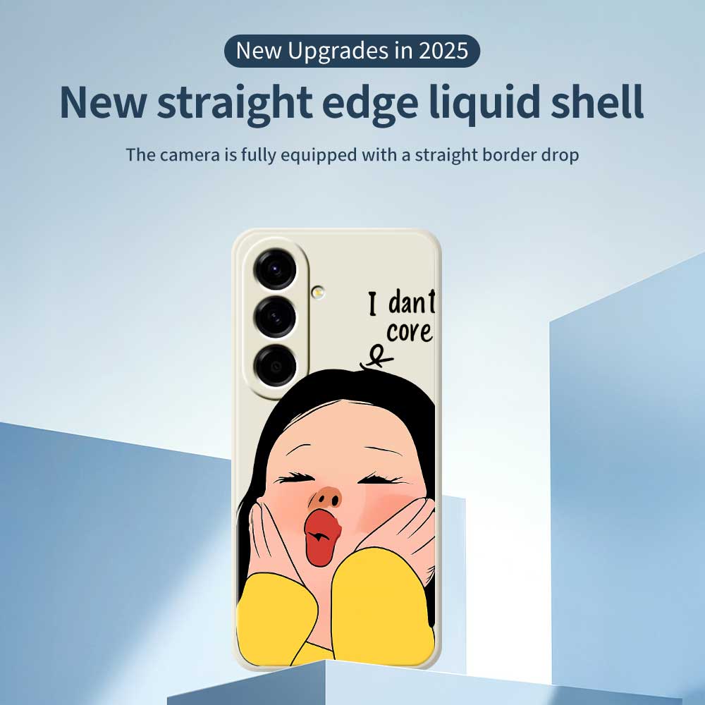 For Samsung Galaxy A56 5G Case Girl Holding Face Pattern Printing Straight Edge TPU Phone Back Cover