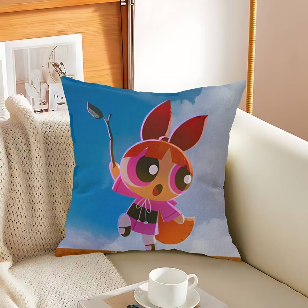Cute Powerpuffs-Girls Classic Anime Cushion Cover Inches Farmhouse Decor Home Throw Pillow Covers For Couch Decorations