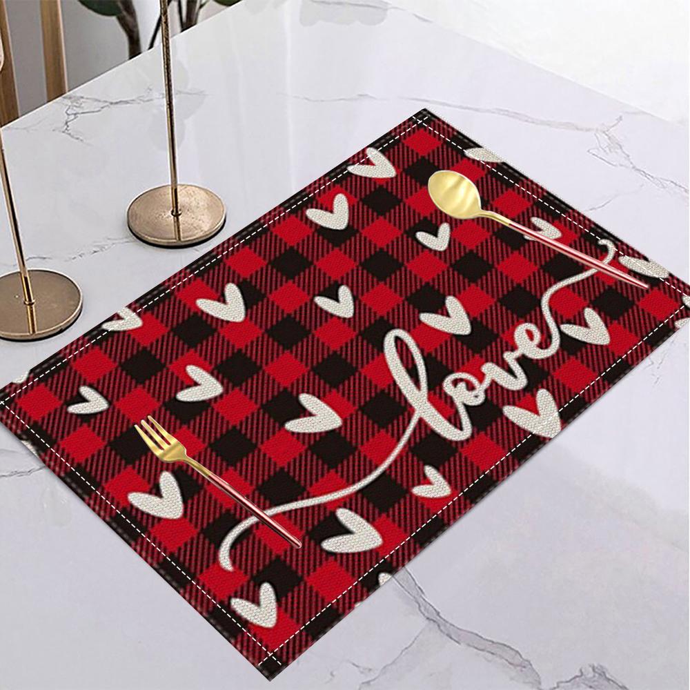 Love Heart Table Mat Heart Pattern Romantic Valentine's Day Placemat for Romantic Date Love Party Valentine's Dinner Home Decor