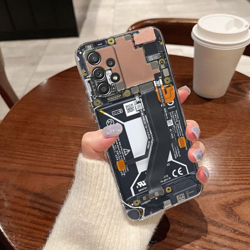 For Samsung Galaxy A55 Case A54 A52 A53 5G A15 A14 A13 A21S A23 A51 A34 A35 A33 A32 A72 A71 Phone Cover Phone Back Circuit Board