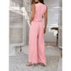 Casual Vacation Solid Color Vest Wide-leg Trousers Set