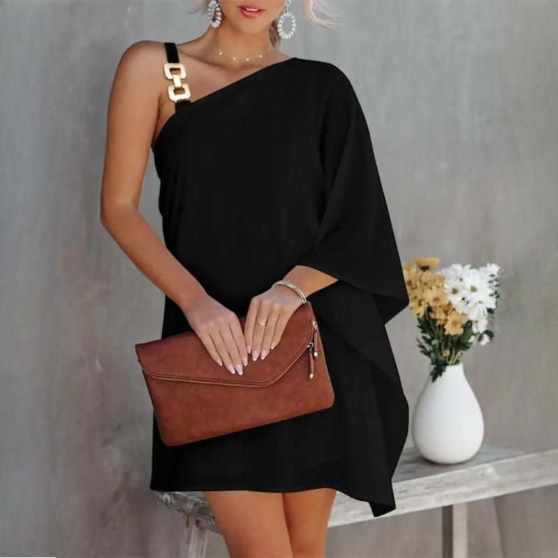 Summer Bat Sleeve Strapless Metal Halter Women's Dresses