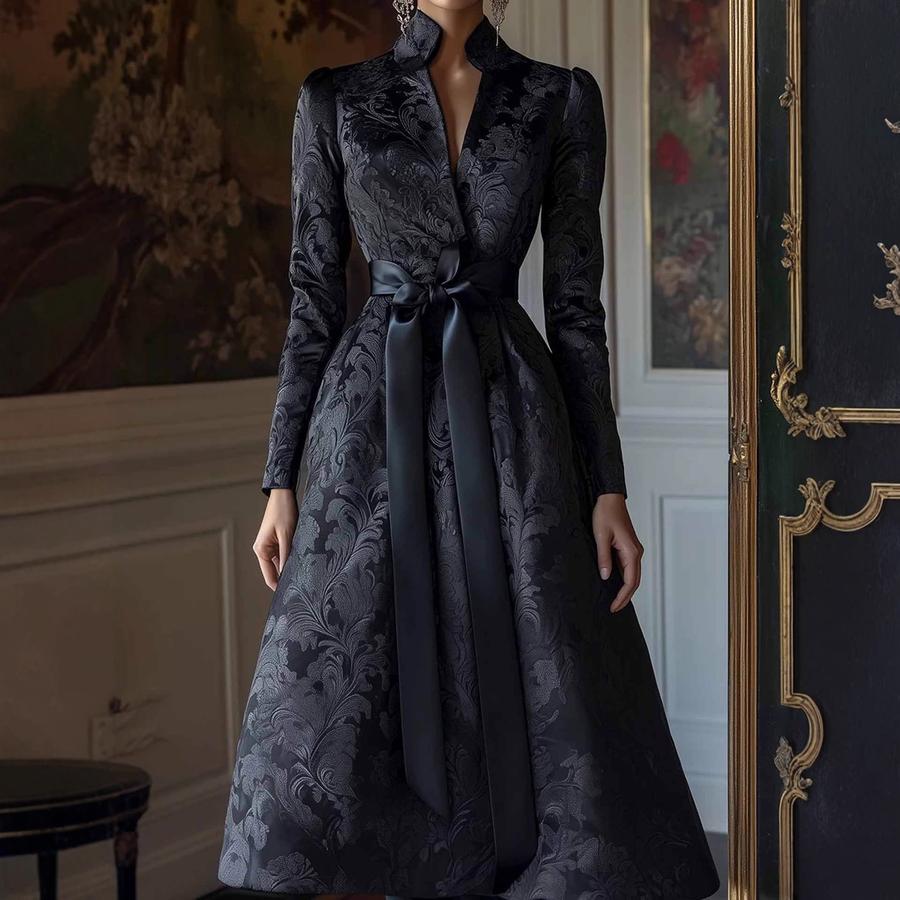 Elegant Spring/Autumn Long Sleeve Satin Party Dress