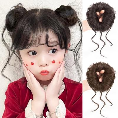 Faixa de Cabelo Infantil Coque Bagunçado Extensões de Cabelo Pedaços de Cabelo Falso Scrunchies Sintéticos para Crianças