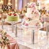 Decorative Dessert Table Organizer Acrylic Cake Stand, Multi-Tier Food Display Clear Cupcake Holder, Risers for Figurines Adjustable Metal Support