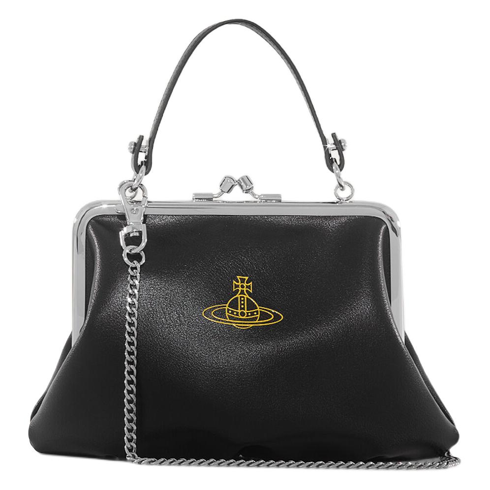 VIVIENNE WESTWOOD Granny Frame Wallet Handbag Women Handbags Black Yellow 4B010016W-S0027-001