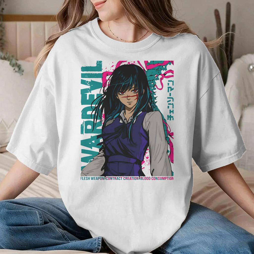 Vintage Chainsawunisexs Anime Tshirts Unisex Unisex Crew Neck Cotton T Shirt Reze Short Sleeve Tees Graphic Printed Clothing