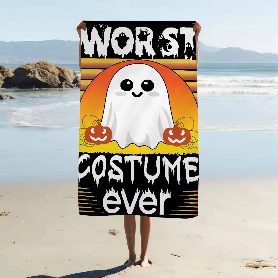 

Retro Halloween Witch Pumpkin Ghost Anime Beach Swimming Towel Soft Absorbent Washcloth Children s Kids Travel Camping Gym W30*H60(CM)