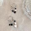 1Pair of Versatile Simple Design Black Love Earrings Fashion Style Temperament Fringed Ear Buckle Earrings