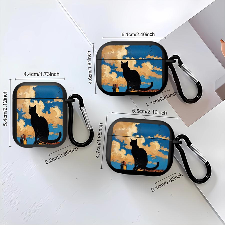 Earphone Cases Cover Case For Airpods Pro 1 Pro3 3 2 4 Pro2 Anime Illustration Cat