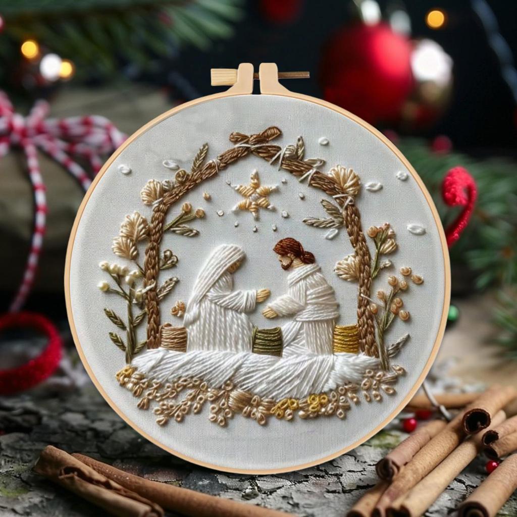 Christmas Embroidery Kit Nativity Embroidery Patterns Kit Christmas Decor Embroidery Starters Kit with Hoop Easy Thread Needle