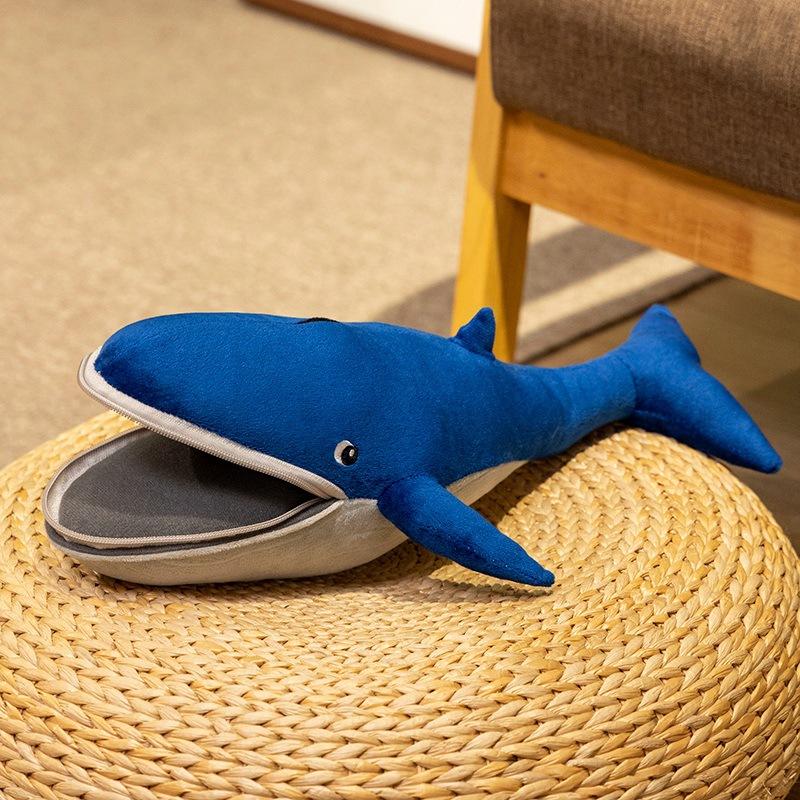 

Creative Big Mouth Whale Pillow Plush Toy Doll Big Blue Whale Doll Girl Sleeping Soothing Muppet Doll 40cm