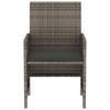 3 Piece Bistro Set with Cushions Grey Poly Rattan