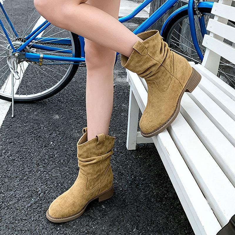 Maillard Medium Boots Children's New Autumn Western Cowboy Stack Boots Thick-soled Martin Boots Single Boots