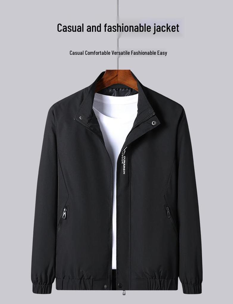 Men's Stand-up Collar Jacket - Spring/Autumn 2024 Korean Casual Plus Size Student Outerwear