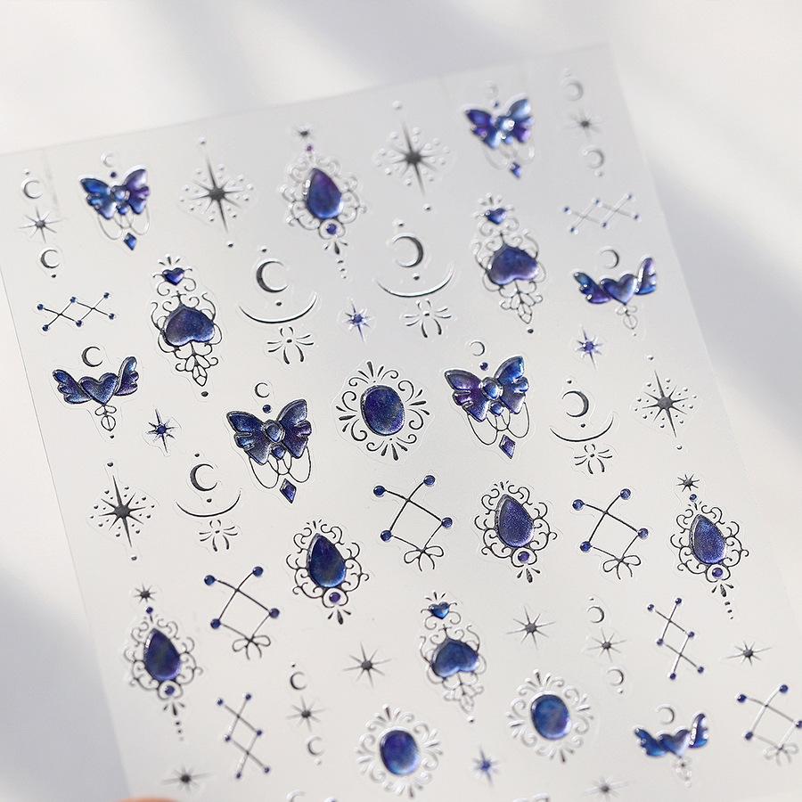 5D illusion polarized butterfly nail sticker pink purple blue fashionable self-adhesive butterfly nail art decoration sticker