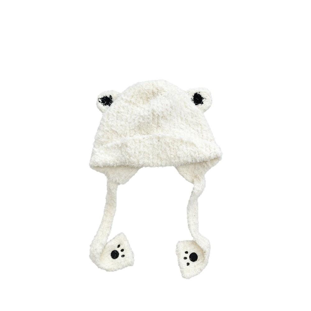 Polyester Thick Bear Ear Hat Korean Style Winter Warm Hat Cute Ear Flap Hat  For Women