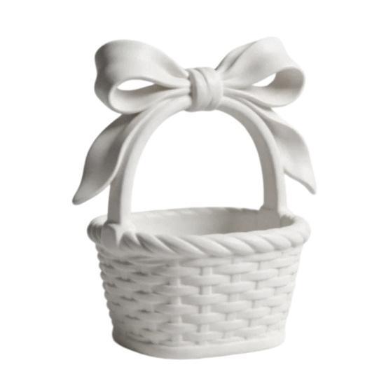 Mini Woven Basket with Handle Small Storage Basket with Bow белый