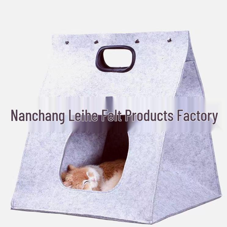 Multifunktionales tragbares Filz-Katzenbett: Waschbar, Faltbar, Warm und Bequem