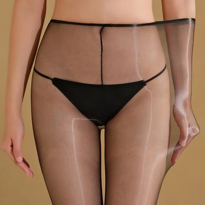 Sexy One Line Close Crotch Ultra-thin Oil Shiny Dance Clubwear Tights Stocking High Waist Silk Glossy Transparent Women Pantyhos