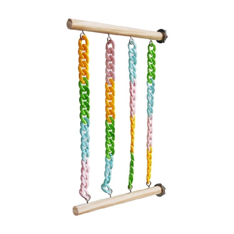 

Interactive Sugar Gliders Exercise Toy Wooden Climbing Frame Colorful Chain Swing Hanging Rack For Cage Entertainment 1